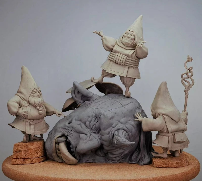 Gnomes and Trolls, 5 Figures, Resin Model Figure Kit, Fantasy Theme, Unassembled and Unpainted