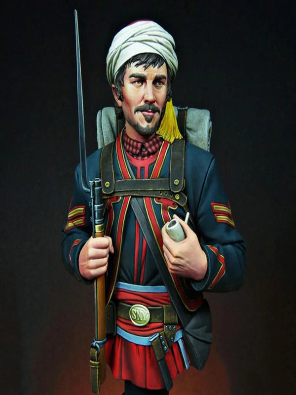 1/12 Medieval Ottoman Warrior with Turban and Sword, Resin Model Bust Kit, Unassembled and Unpainted
