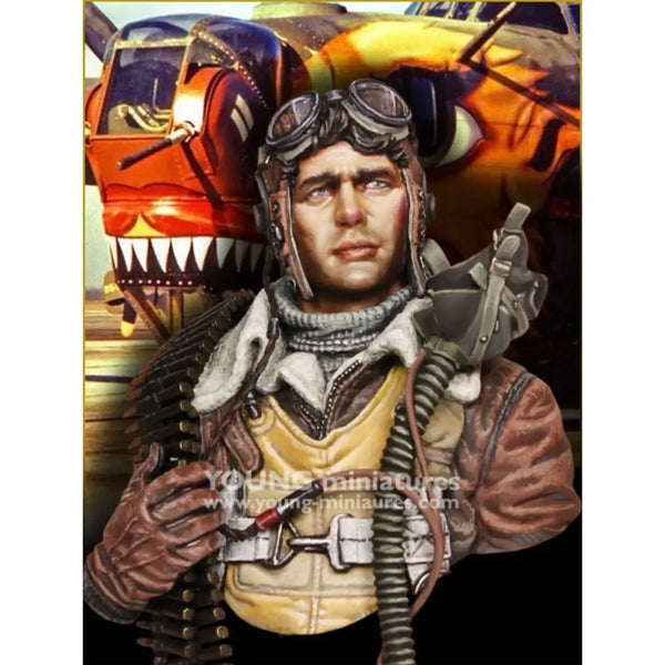 1/10 Aviator with Bandoliers and Goggles, Resin Model Bust Kit, Sci-Fi Theme, Unassembled and Unpainted