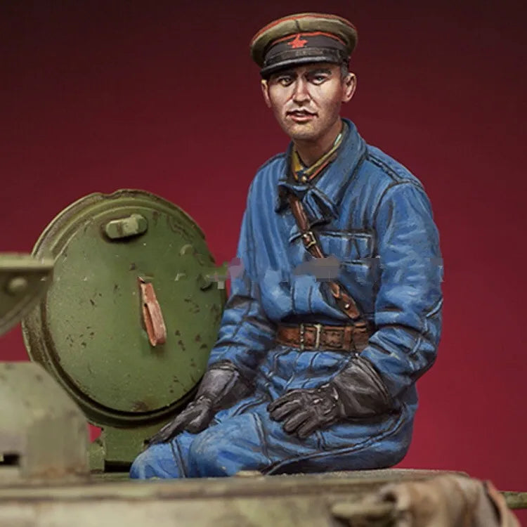 1/35 WWII Soviet Tank Crew in Blue Uniforms, 3 Figures, Resin Model Figure Kit, Unassembled and Unpainted