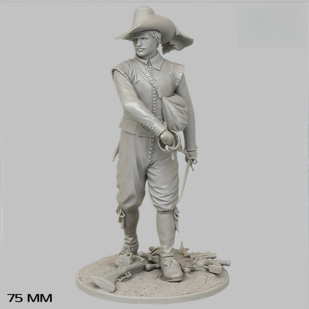 75mm Napoleonic French Officer with Sabre, Resin Model Figure Kit, Unassembled and Unpainted