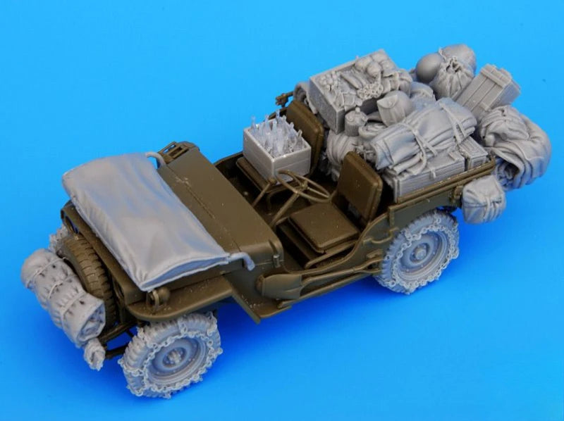 1/35 WWII US Jeep Accessories, Resin Model Vehicle Kit, Unassembled and Unpainted