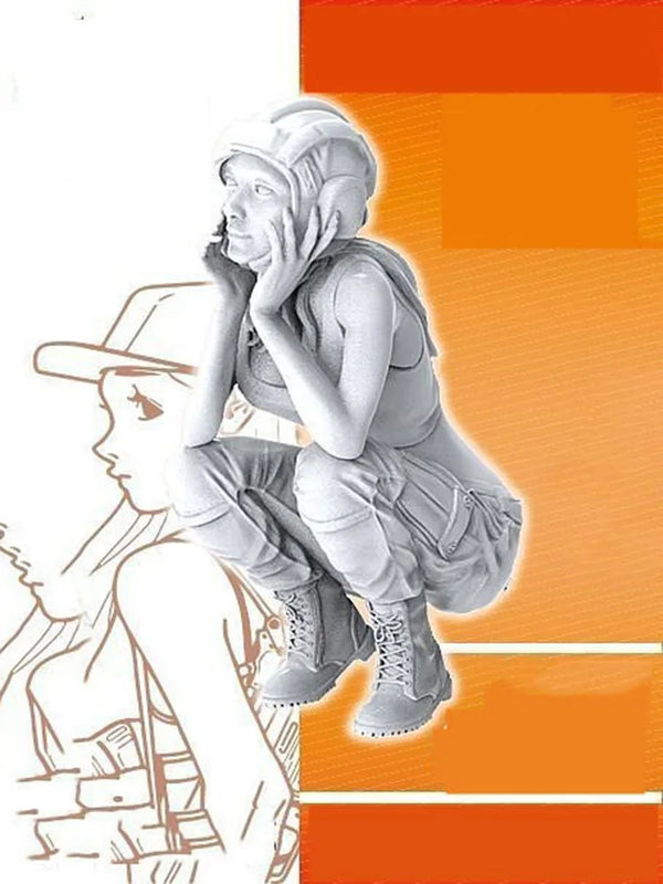 1/20 Modern Girl Seated, Resin Model Figure Kit, Unassembled and Unpainted