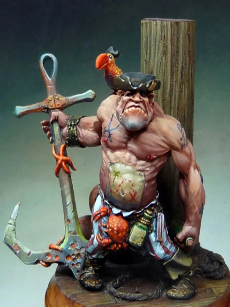 54mm Ogre Warrior with Bird, Resin Model Figure Kit, Fantasy Theme, Unassembled and Unpainted