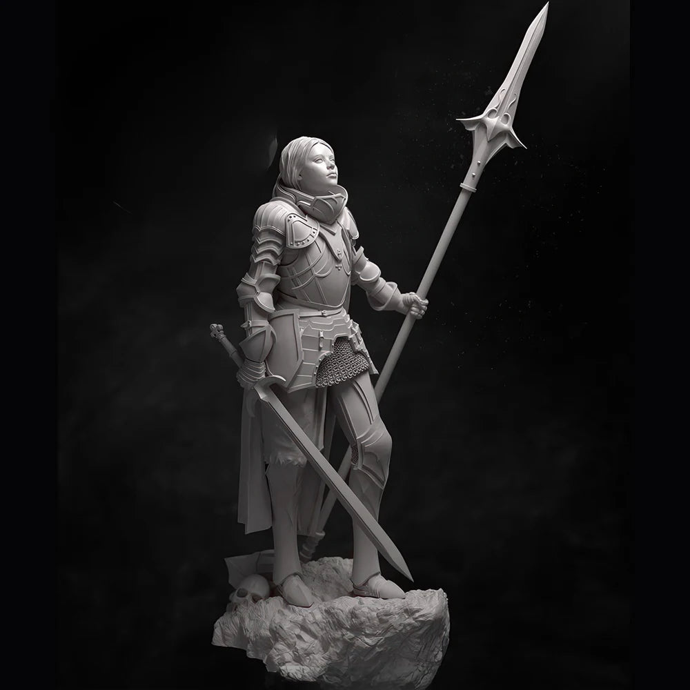 32mm Medieval Fantasy Female Swordswoman, Resin Model Figure Kit, Unassembled and Unpainted