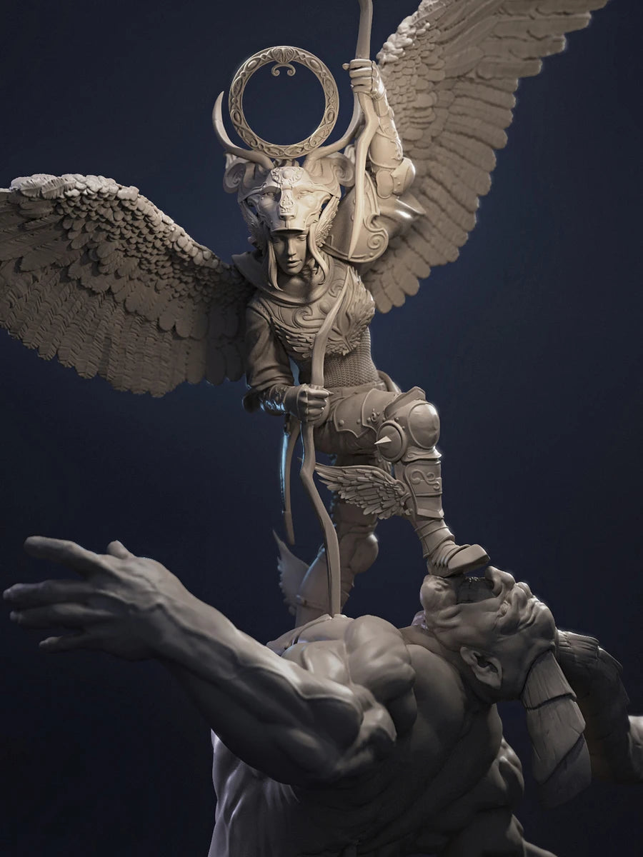 160mm Winged Angel/Demon Warrior, Resin Model Figure Kit, Fantasy Theme, Unassembled and Unpainted