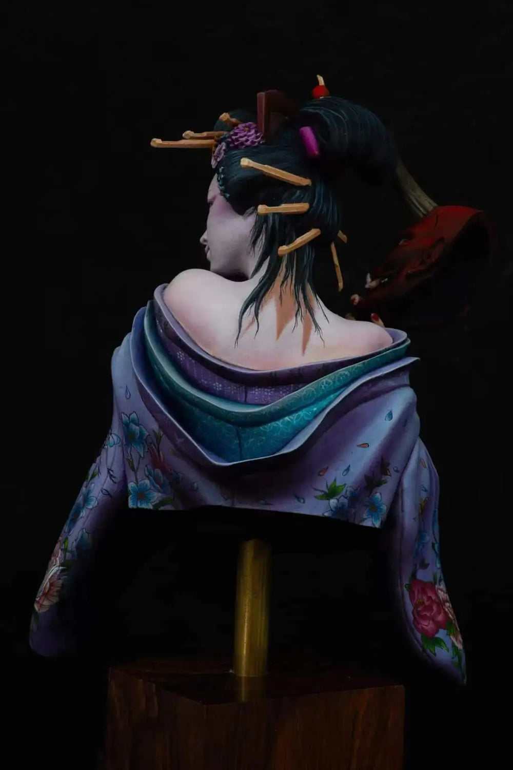 1/9 Female with Oni Mask, Resin Model Bust Kit, Fantasy Theme, Unassembled and Unpainted