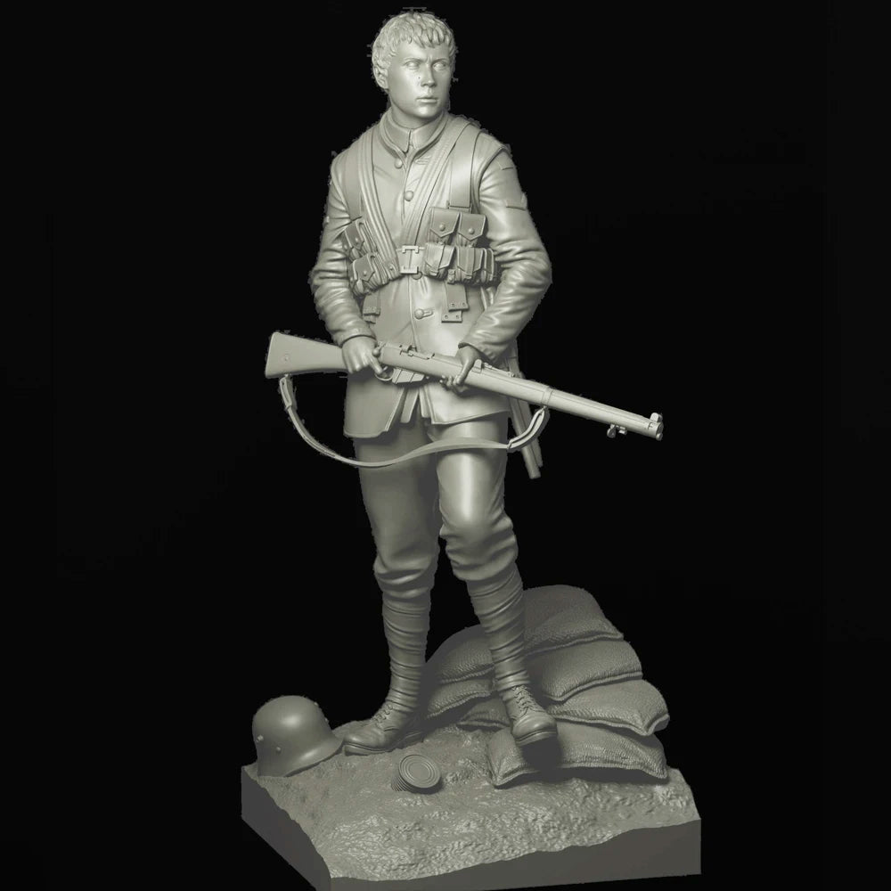1/16 WWI British Infantryman Bayonet Charge, Resin Model Figure Kit, Unassembled and Unpainted