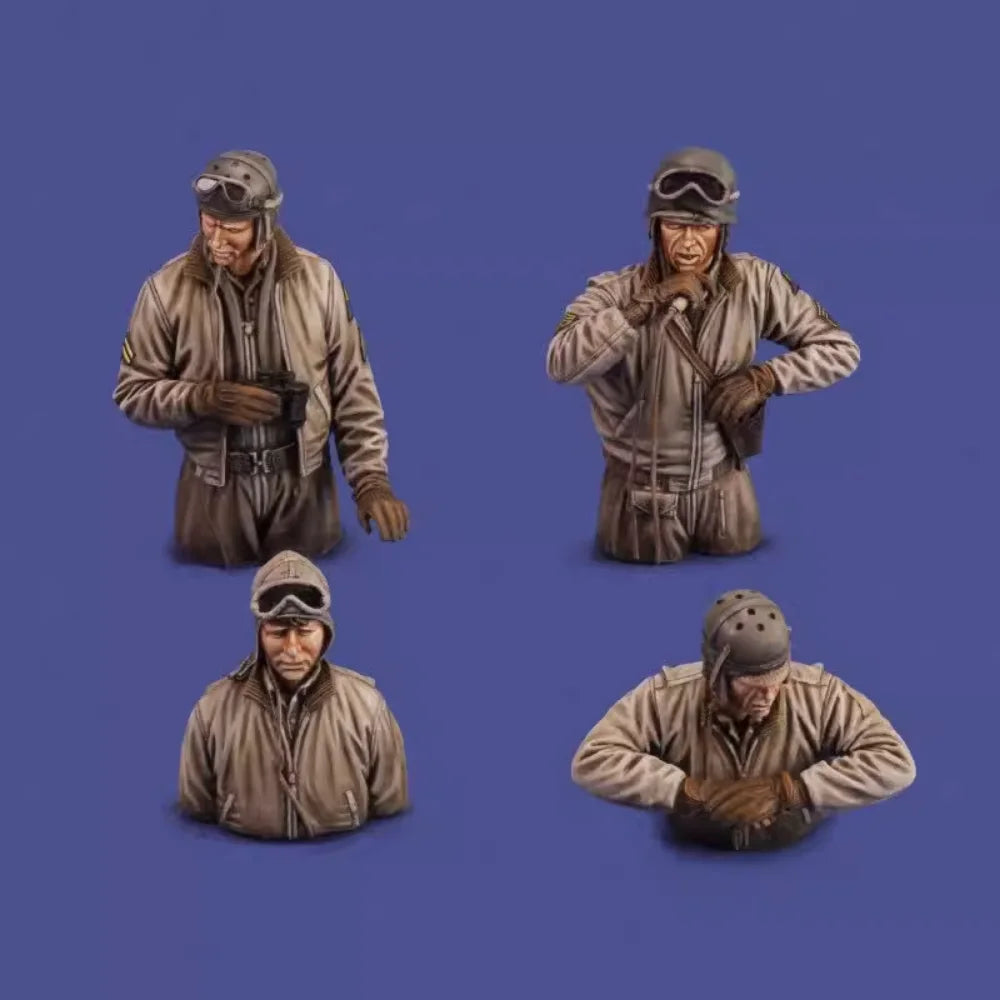 1/35 WWII US Tank Crew, 2 Figures, Resin Model Bust Kit, Unassembled and Unpainted