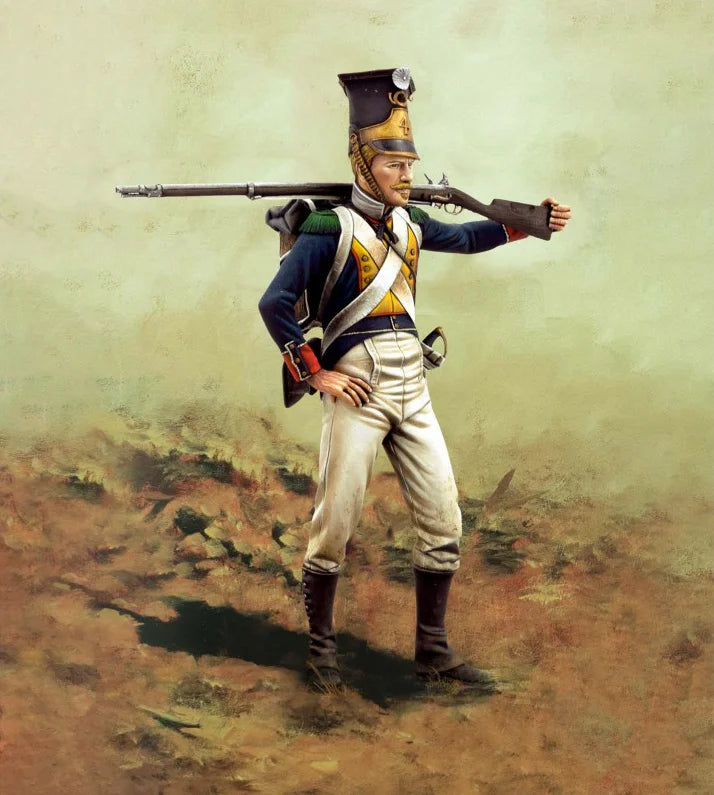 1/24 Napoleonic French Officer with Bayonetted Musket, Resin Model Figure Kit, Unassembled and Unpainted