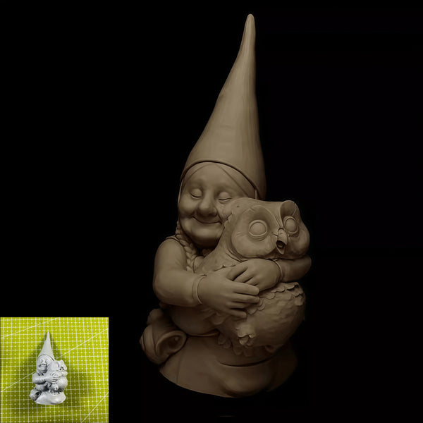 1/12 Owl Grandma Gnome, Resin Model Figure Kit, Fantasy Theme, Unassembled and Unpainted