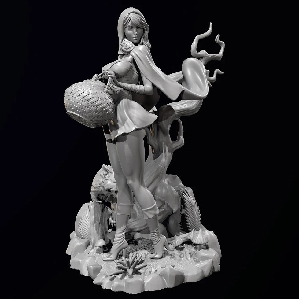 75mm Hooded Sorceress with Orb and Demonic Tendrils, Resin Model Figure Kit, Fantasy Theme, Unassembled and Unpainted