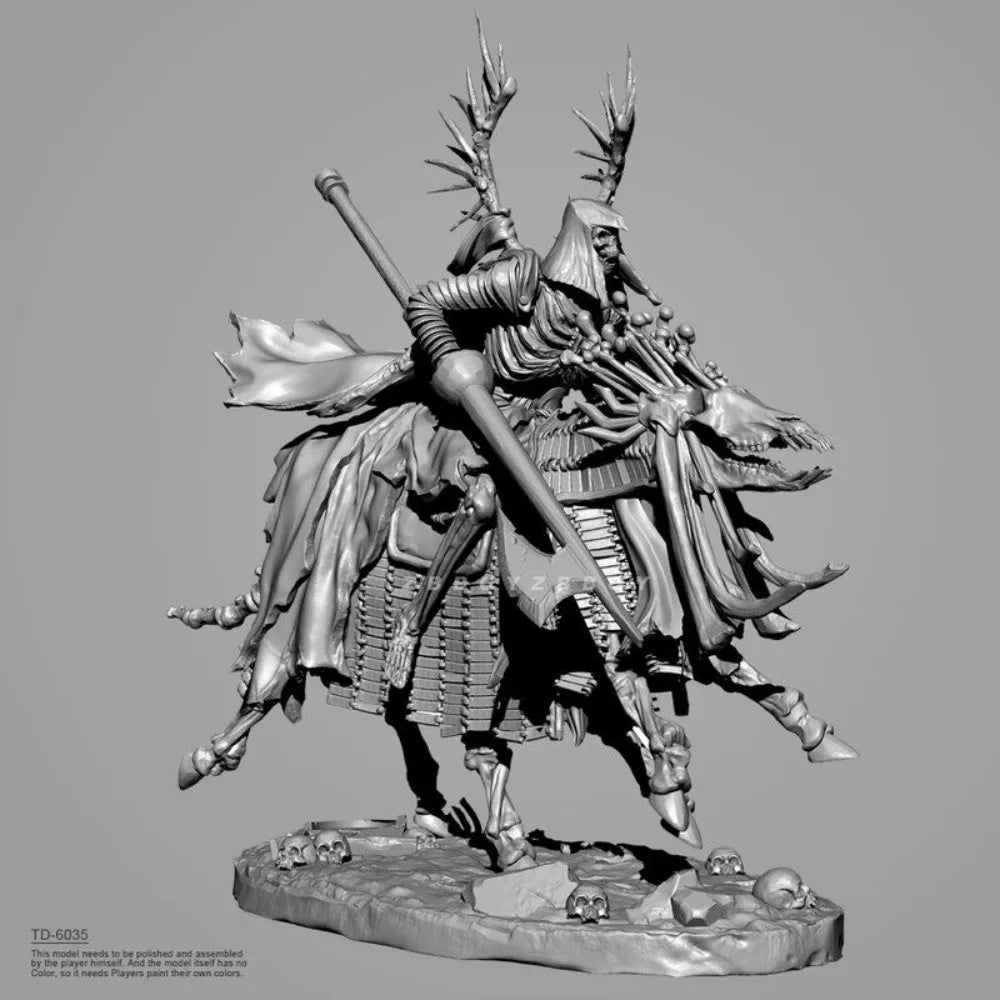 50mm Medieval Undead Knight & Warhorse, 2 Figures, Resin Model Figure Kit, Unassembled and Unpainted