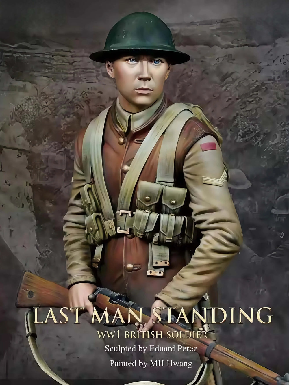1/10 WWI British Soldier Marching with Rifle and Pack, Resin Model Bust Kit, Unassembled and Unpainted