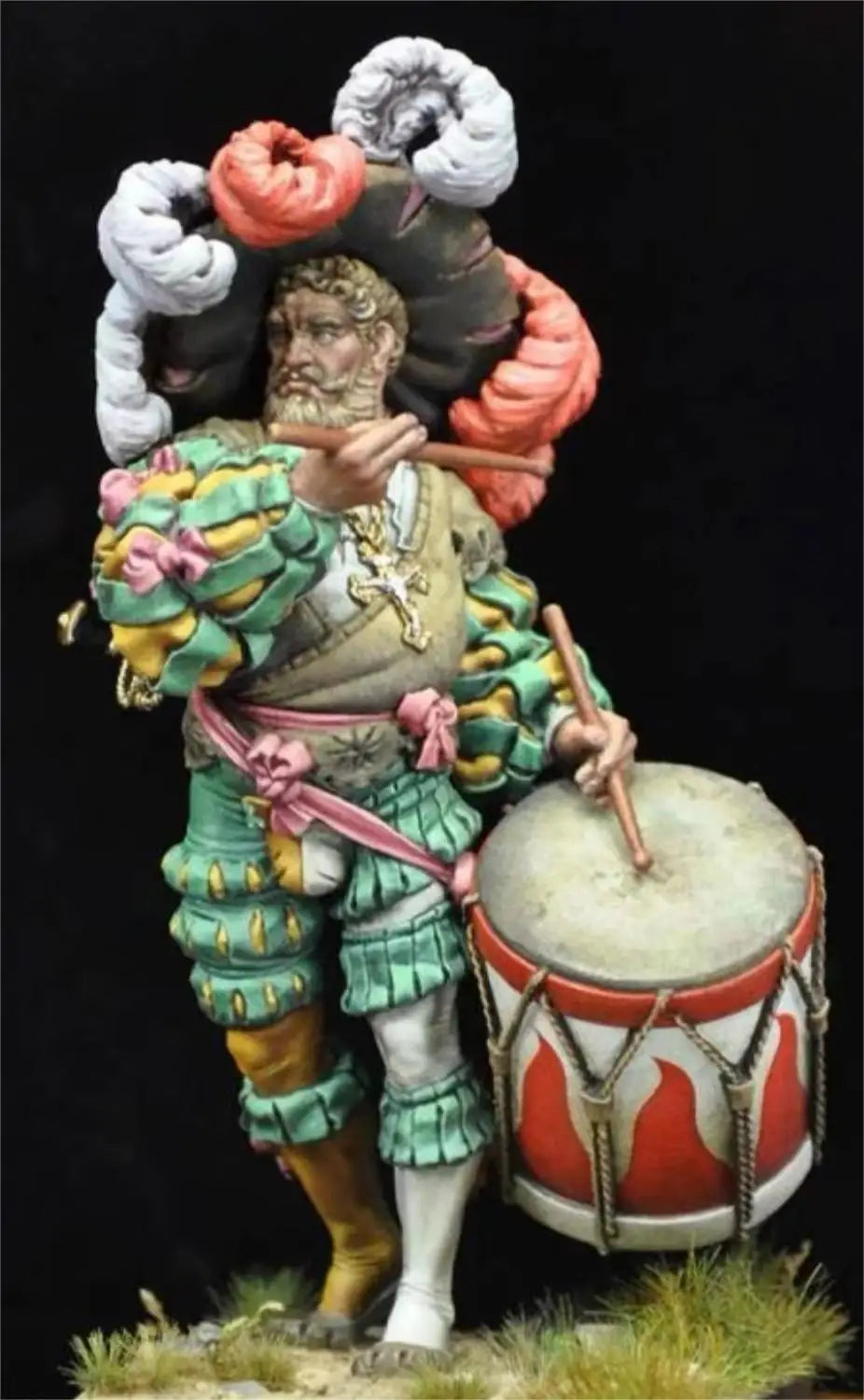 1/24 Warrior with Ceremonial Drum, Resin Model Figure Kit, Fantasy Theme, Unassembled and Unpainted