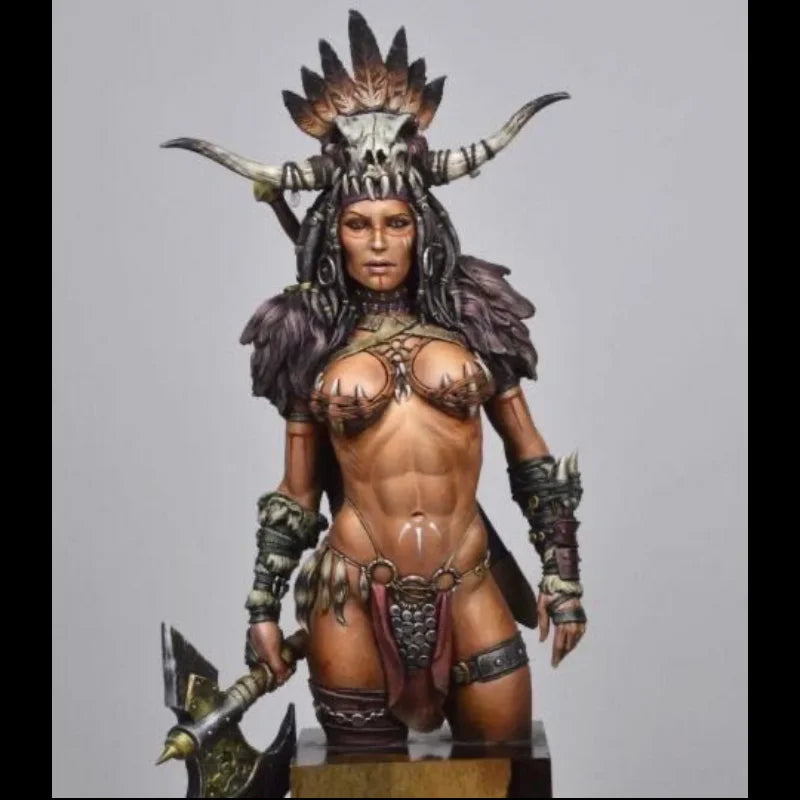 1/12 Female Warrior Barbarian, Resin Model Bust Kit, Fantasy Theme, Unassembled and Unpainted