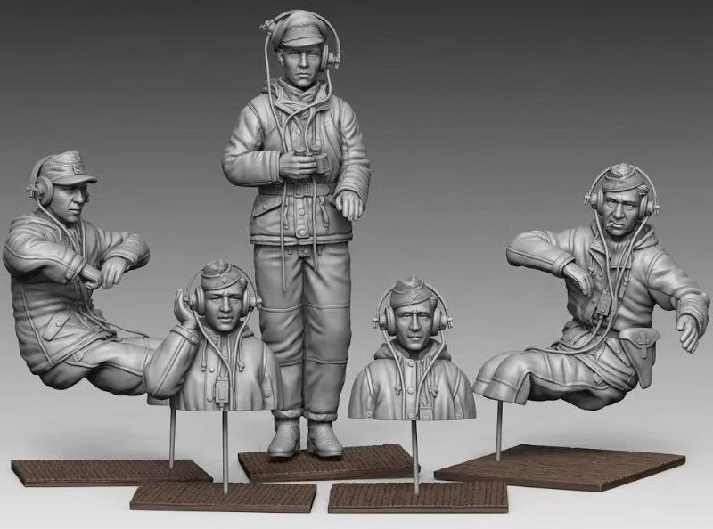 1/35 WWII Soviet Infantry Winter Combat Squad, 5 Figures, Resin Model Figure Kit, Unassembled and Unpainted