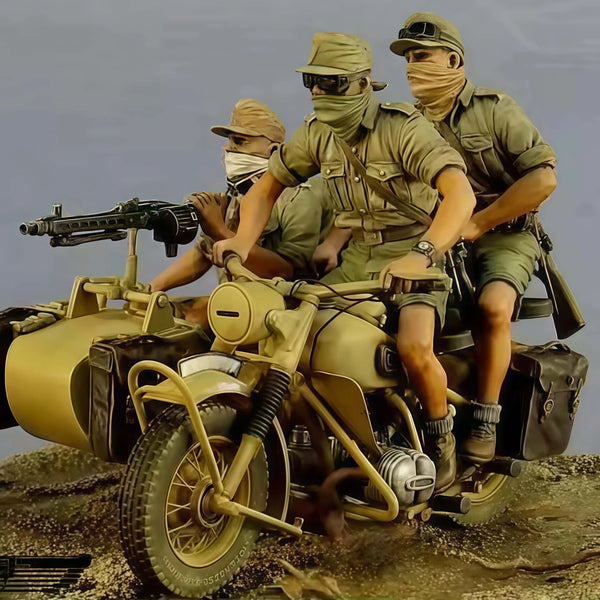 1/35 WWII German Motorcycle Squad, 6 Figures, Resin Model Figure Kit, Unassembled and Unpainted
