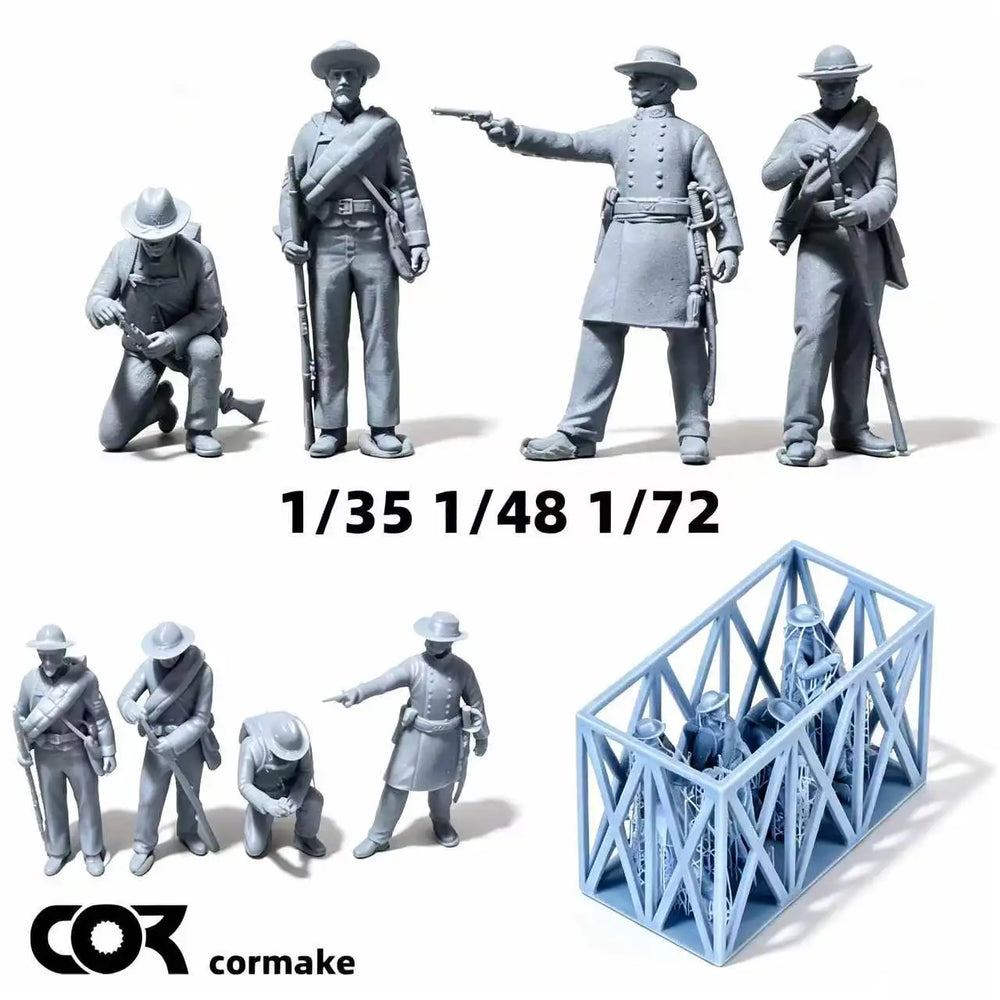 1/35 American Civil War Infantry, 4 Figures, Resin Model Figure Kit, Unassembled and Unpainted