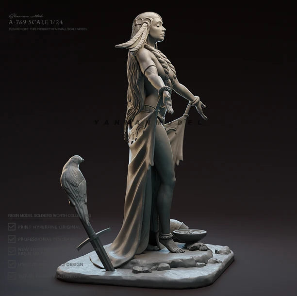 1/24 Medieval Fantasy Sorceress, 3 Figures, Resin Model Figure Kit, Fantasy Theme, Unassembled and Unpainted