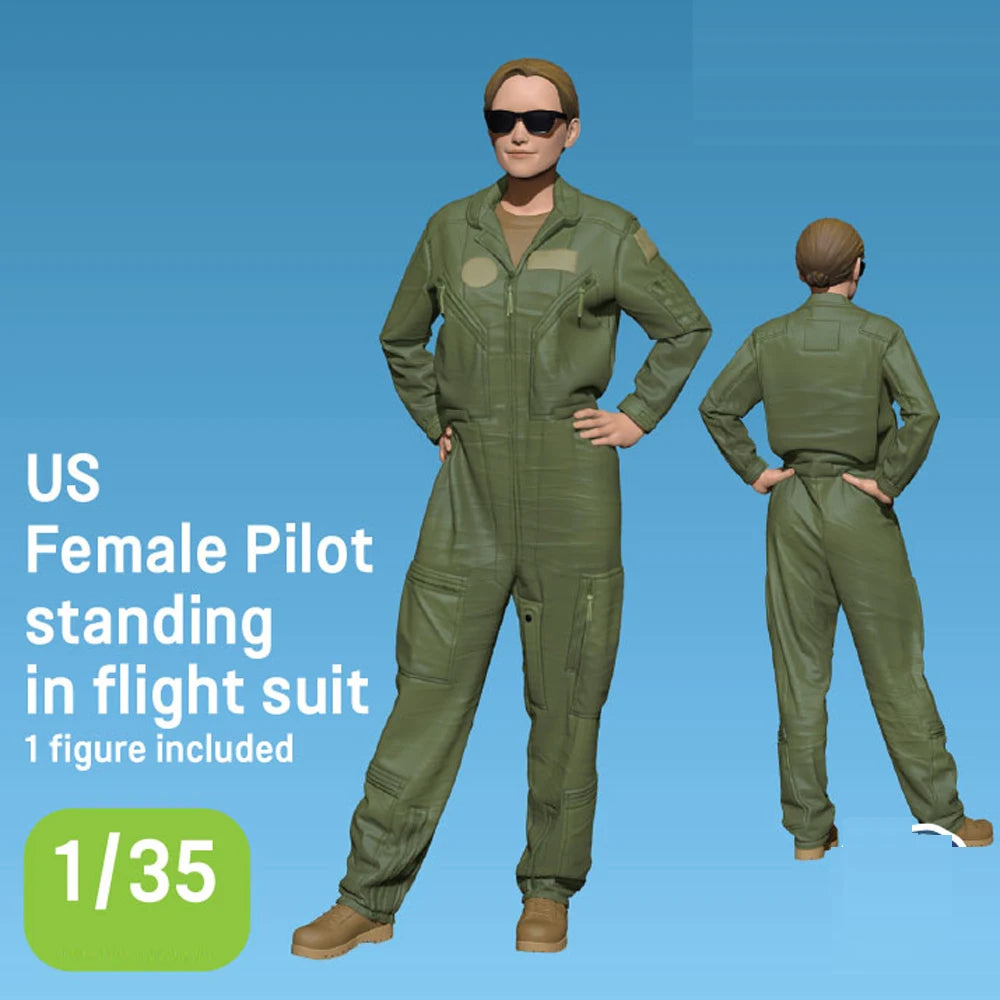 1/35 WWII US Female Pilot Standing, Resin Model Figure Kit, Unassembled and Unpainted