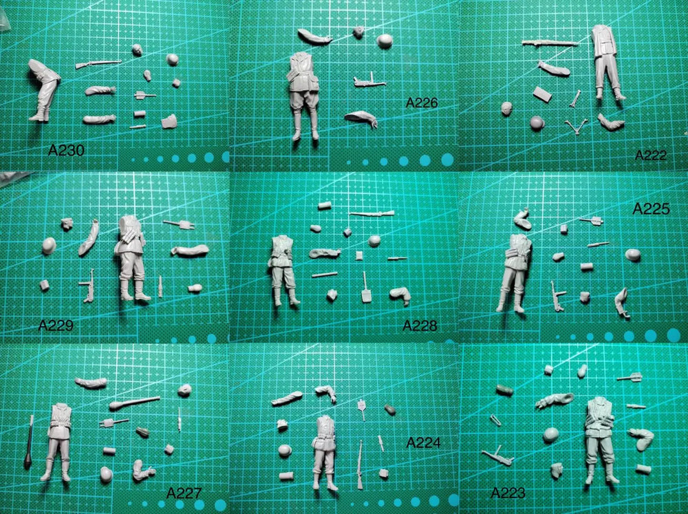 1/35 WWII German Infantry Squad in Combat Poses, 8 Figures, Resin Model Figure Kit, Unassembled and Unpainted