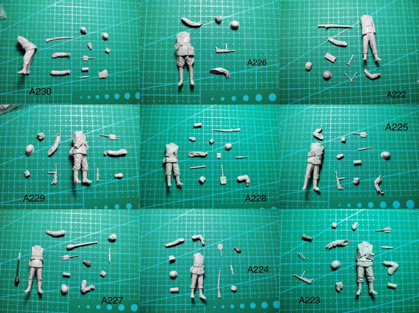 1/35 WWII German Infantry Squad in Combat Poses, 8 Figures, Resin Model Figure Kit, Unassembled and Unpainted