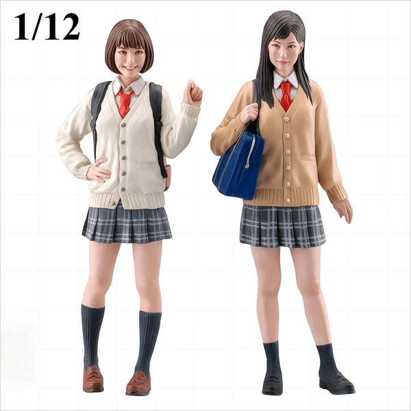 1/12 Schoolgirl Uniform, 2 Figures, Resin Model Figure Kit, Anime Theme, Unassembled and Unpainted