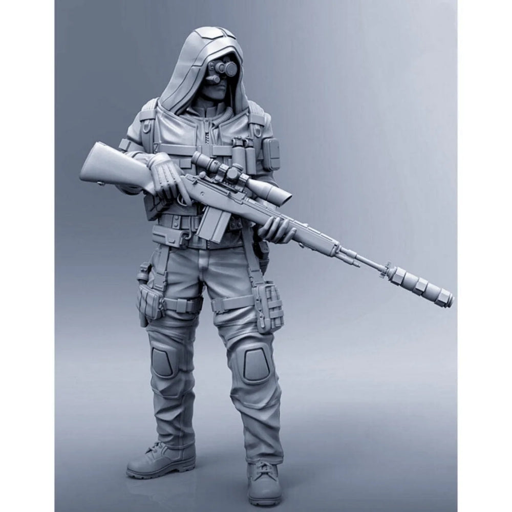 1/35 Modern Tactical Sniper in Hooded Tan Gear, Resin Model Figure Kit, Unassembled and Unpainted