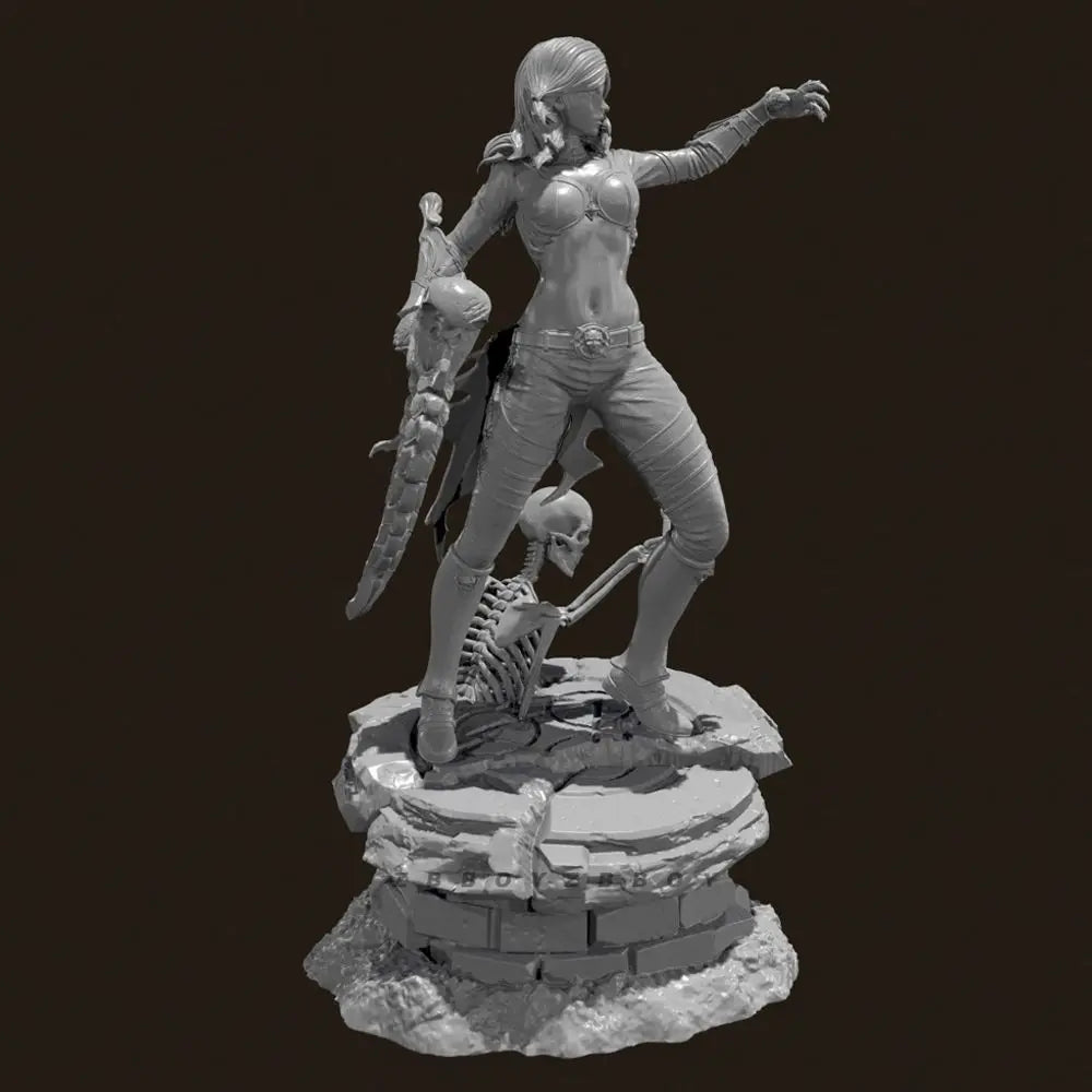 80mm Hell's Female Reaper, Resin Model Figure Kit, Fantasy Theme, Unassembled and Unpainted