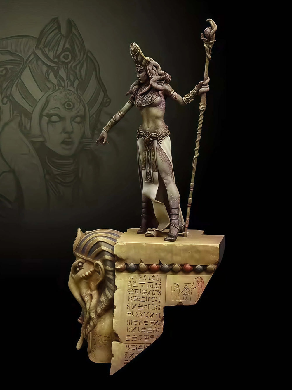 1/24 Sorceress with Sphinx, Resin Model Figure Kit, Fantasy Theme, Unassembled and Unpainted