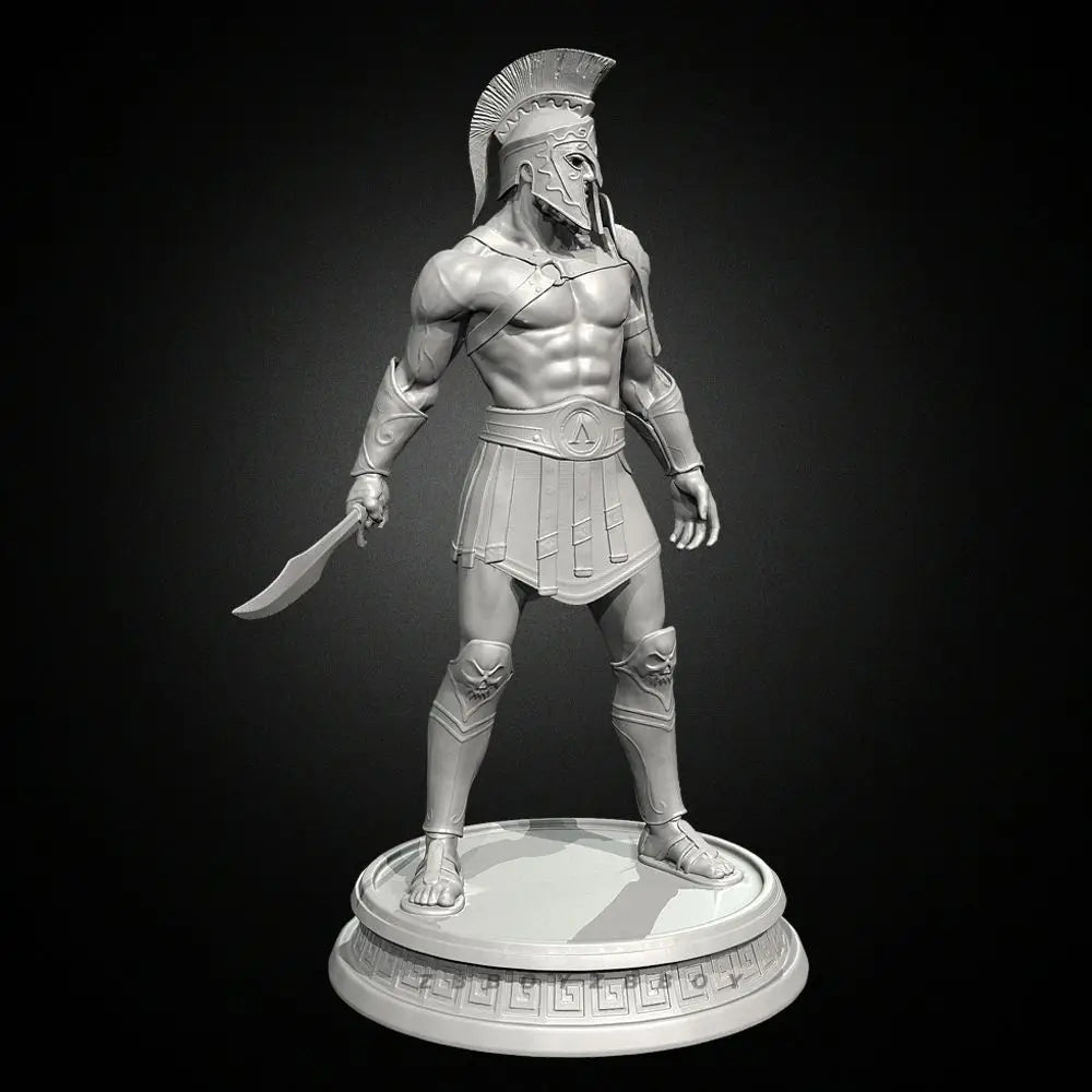 75mm Ancient Spartan Hoplite Warrior Standing Ready, Resin Model Figure Kit, Unassembled and Unpainted