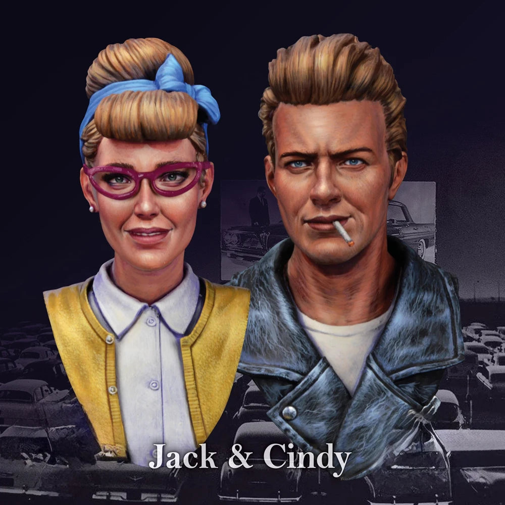 1/10 Jack and Cindy, 2 Figures, Resin Model Bust Kit, Historical Theme, Unassembled and Unpainted
