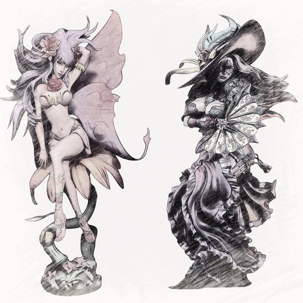 1/9 Female Sprites, 2 Figures, Resin Model Figure Kit, Fantasy Theme, Unassembled and Unpainted