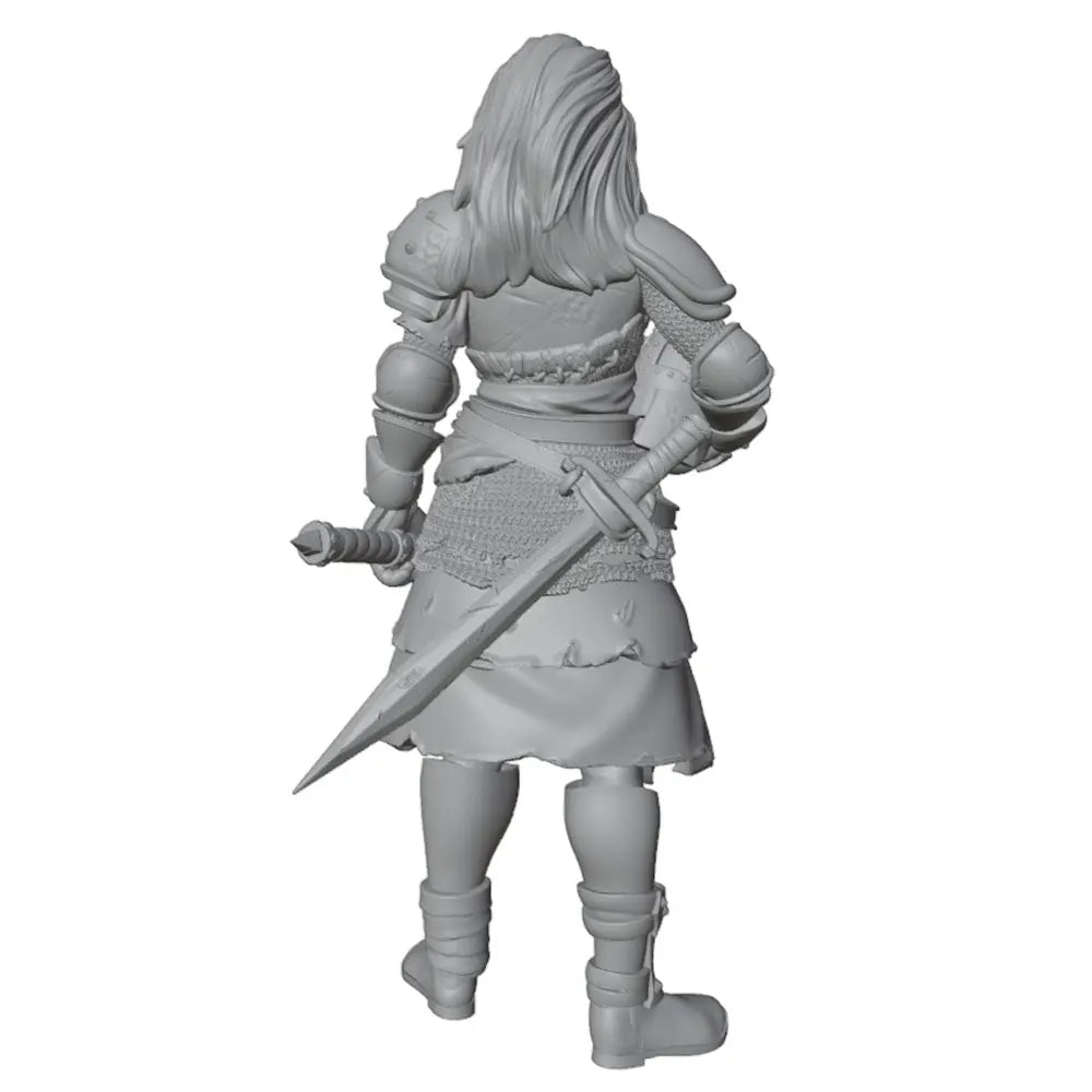 1/24 Female Warrior with Hammer, Resin Model Figure Kit, Fantasy Theme, Unassembled and Unpainted