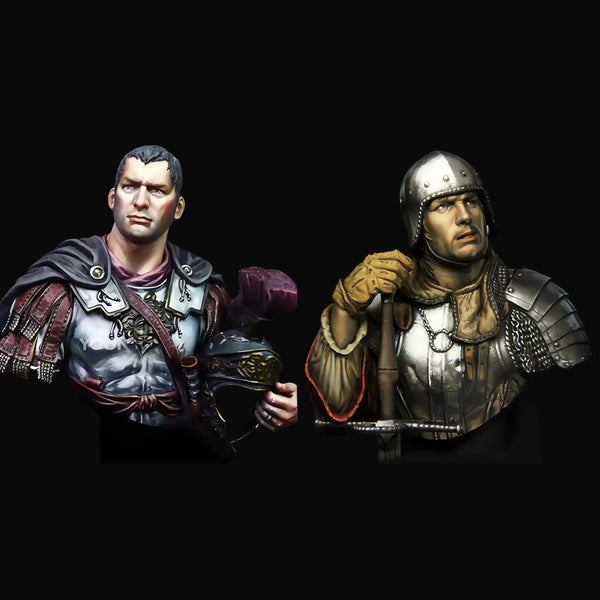 1/10 Medieval Fantasy Officers, 2 Figures, Resin Model Bust Kit, Unassembled and Unpainted