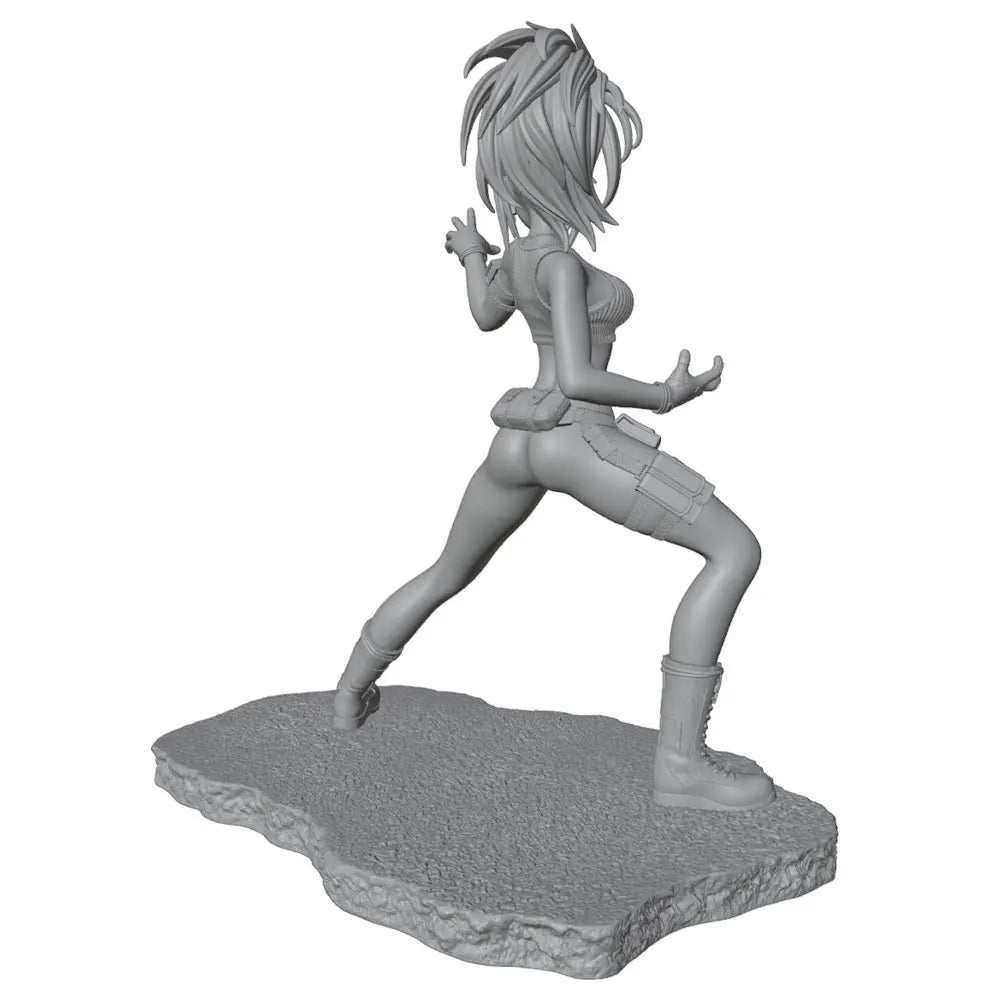 75mm Female Warrior in Wide Combat Stance, Resin Model Figure Kit, Fantasy Theme, Unassembled and Unpainted