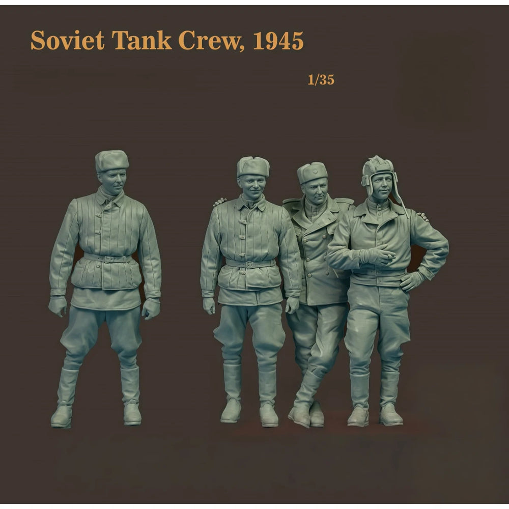 1/35 WWII Soviet Tank Crew of Four 1945, 4 Figures, Resin Model Figure Kit, Unassembled and Unpainted