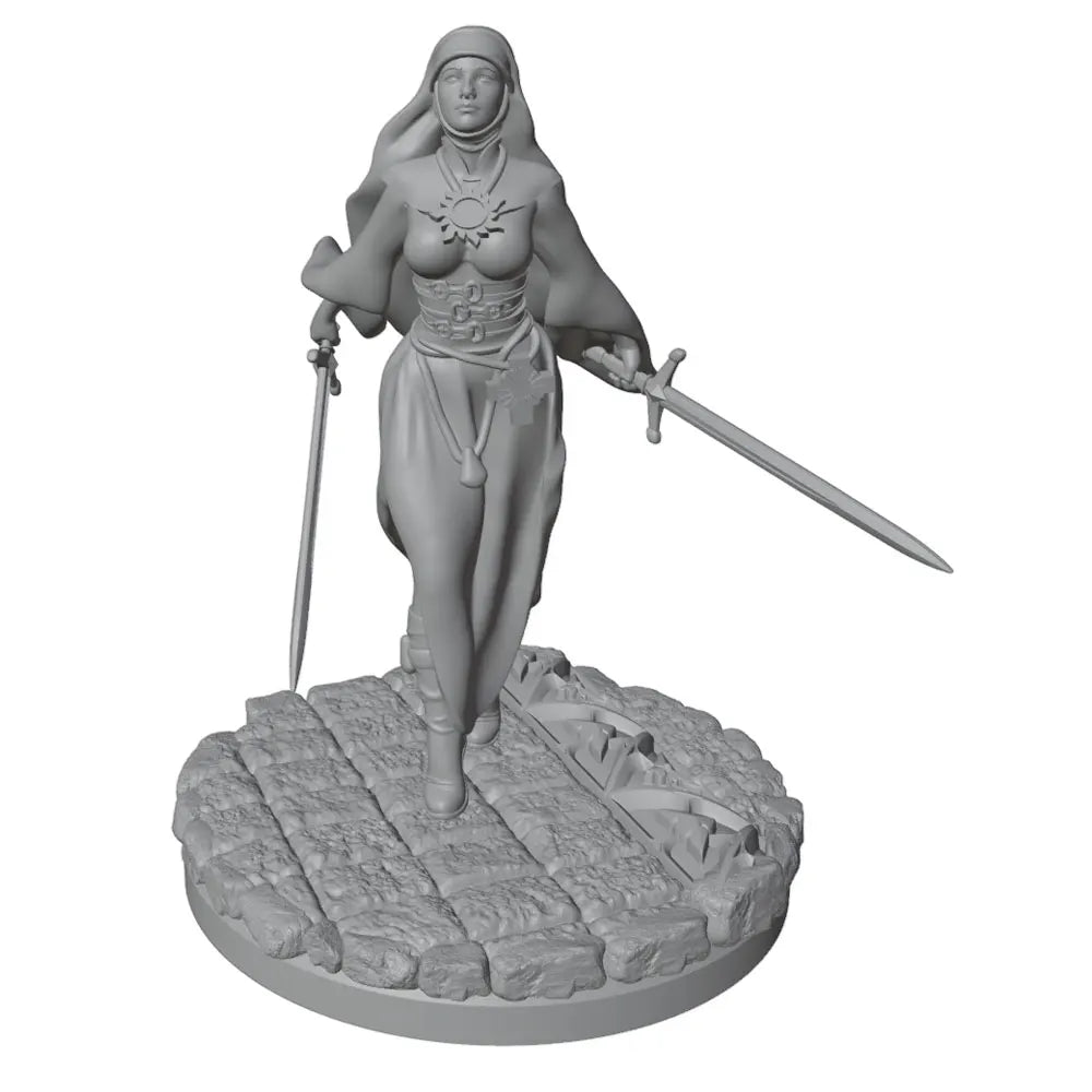 75mm Medieval Sword-Wielding Nun Warrior, Resin Model Figure Kit, Unassembled and Unpainted