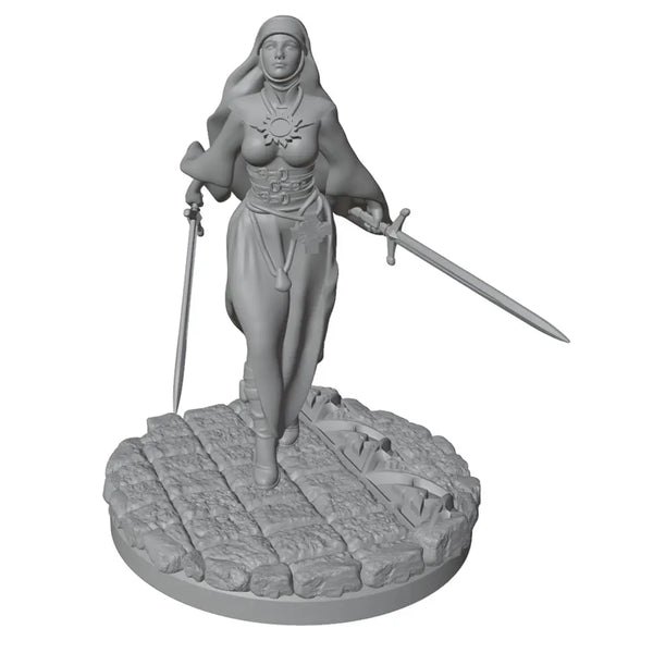 75mm Medieval Sword-Wielding Nun Warrior, Resin Model Figure Kit, Unassembled and Unpainted