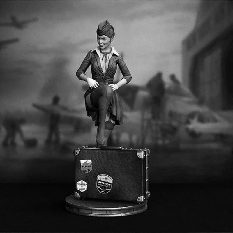 1/24 Stewardess Pinup, Resin Model Figure Kit, Unassembled and Unpainted