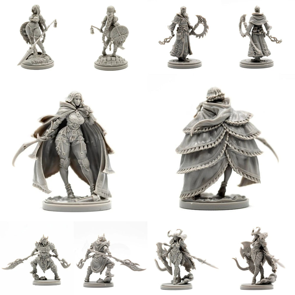 38mm Goddess Warrior Series, 16 Figures, Resin Model Figure Kit, Fantasy Theme, Unassembled and Unpainted