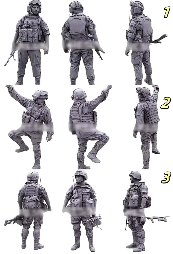 1/35 Modern Combat Team Assaulting with Grenades and Rifles, 3 Figures, Resin Model Figure Kit, Unassembled and Unpainted