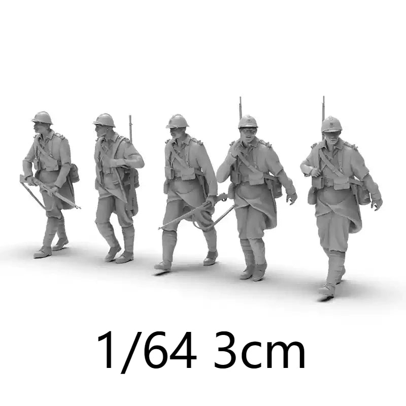 1/72 WWI French Infantry, 8 Figures, Resin Model Figure Kit, Unassembled and Unpainted