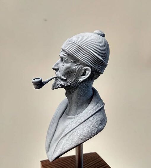 1/9 Old Man Smoking Pipe, Resin Model Bust Kit, Historical Theme, Unassembled and Unpainted