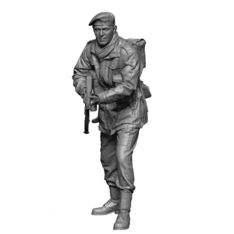 1/16 WWII British Airborne Trooper Advancing, Resin Model Figure Kit, Unassembled and Unpainted
