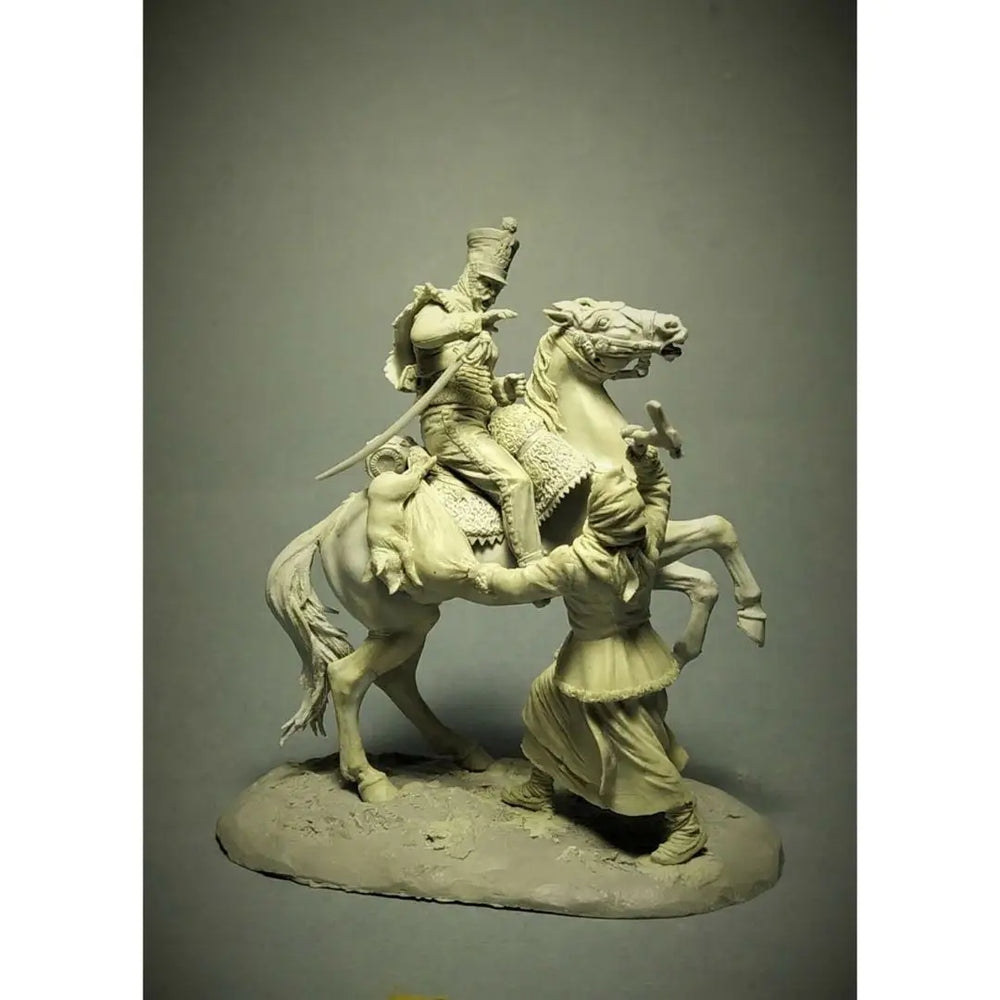 54mm Classical Fantasy Female with Horse, 2 Figures, Resin Model Figure Kit, Fantasy Theme, Unassembled and Unpainted