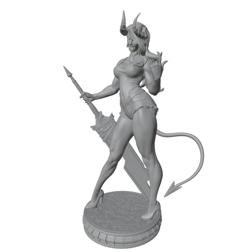 1/24 Demon Warrior with Curved Horns and Greatsword, Resin Model Figure Kit, Fantasy Theme, Unassembled and Unpainted