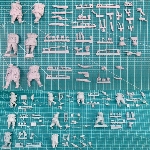 1/35 WWII German Infantry Winter March, 15 Figures, Resin Model Figure Kit, Unassembled and Unpainted