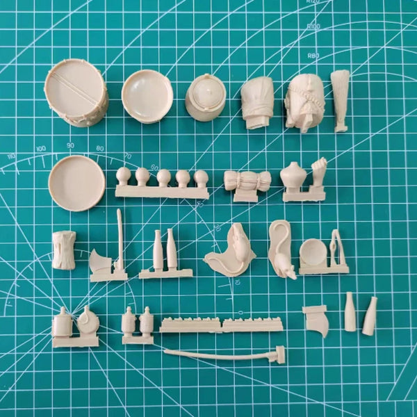 120mm WWII Military Field Accessories, Resin Model Terrain Kit, Unpainted